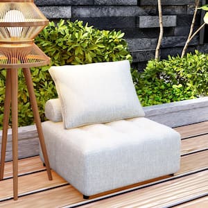 1-Piece Beige Aluminum Outdoor Modular Couch with Support Cushion, Back Cushion, Waterproof Cover