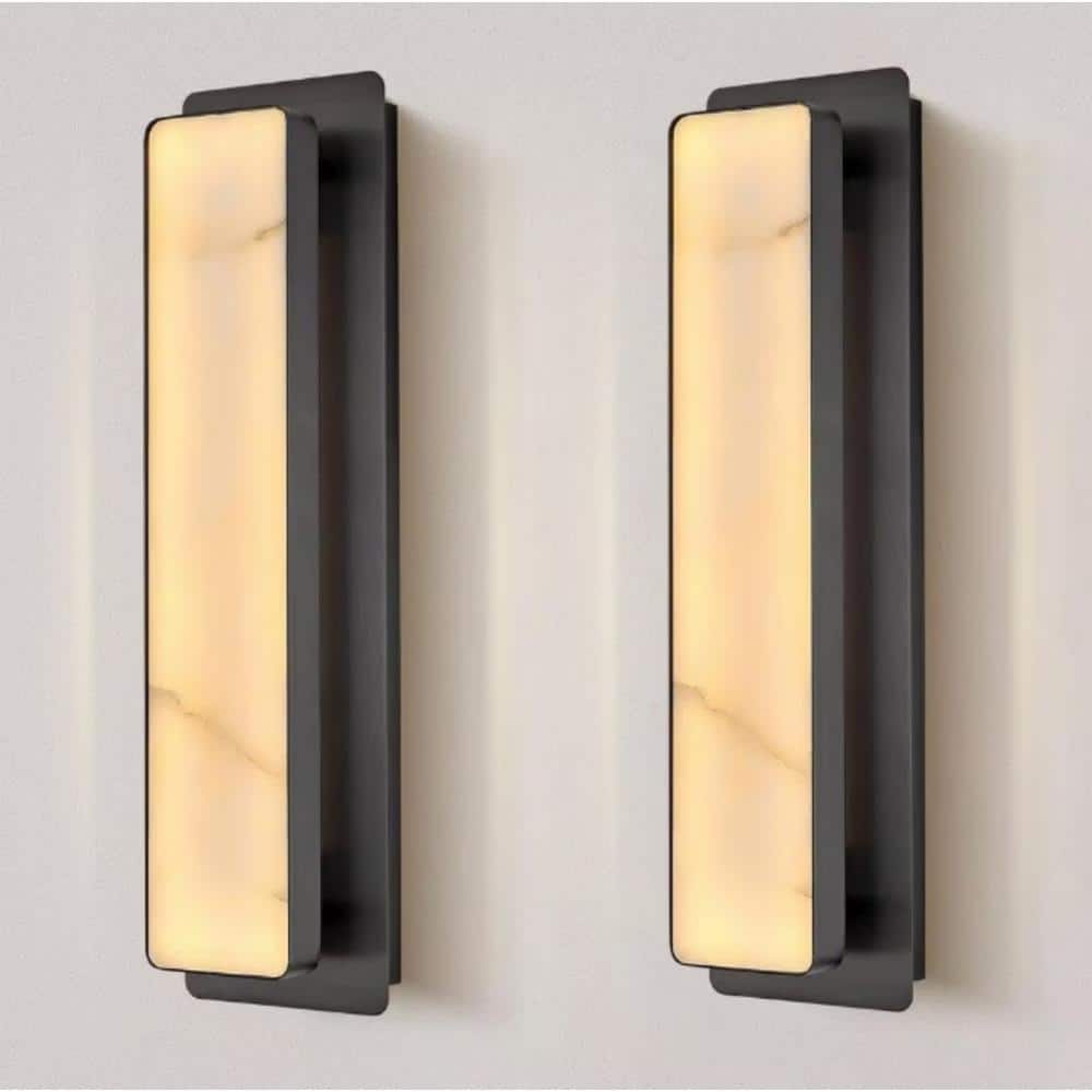 20 in. 1-Light Black LED Wall Sconce, Natural Alabaster Modern Wall Light for Bedroom, Bathroom, Living Room price history on PriceWatchPro