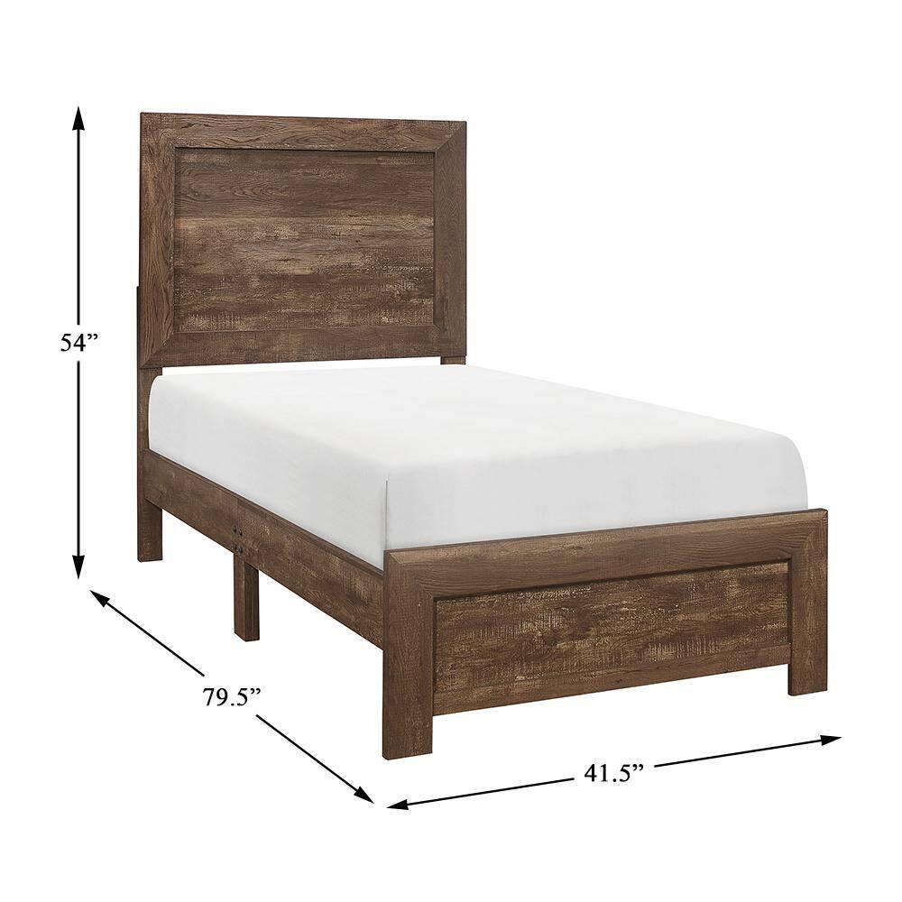 Quinby Rustic Brown Wood Frame Twin Panel Bed - thumbnail 3