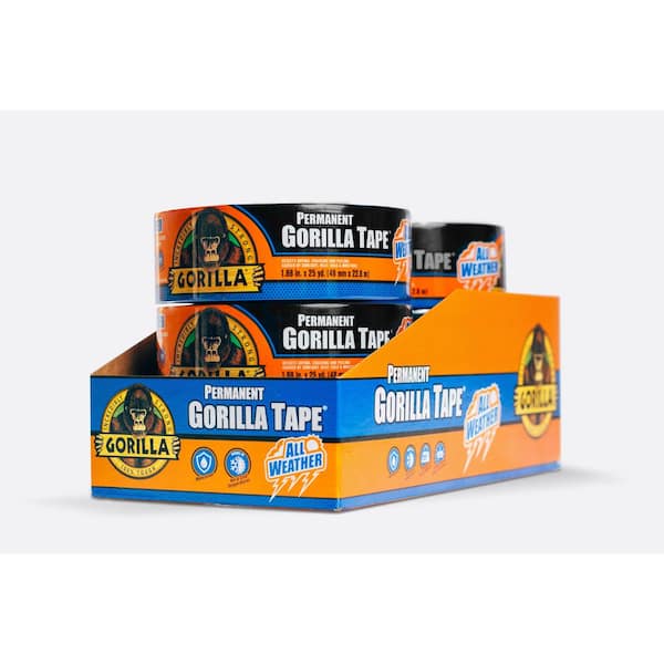Black 1 UV and Temperature Resistant Gorilla All Weather Outdoor Waterproof Duct Tape 1.88 x 25 yd 