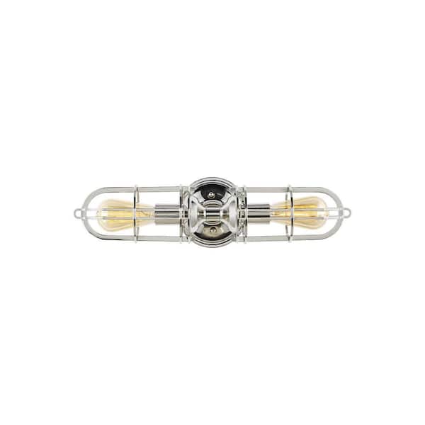 Generation Lighting Urban Renewal 2-Light Industrial Vintage Polished Nickel Wall Bathroom Vanity Light