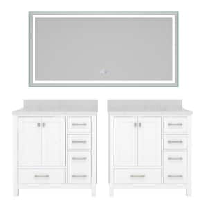 36 in. W x 22 in. D x 35.4 in. H Single Sink Bath Vanity in White with Top (2 PCS) and Mirror (1 PC)