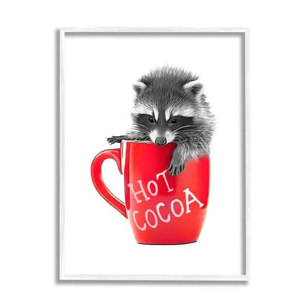 Stupell Industries Raccoon in Cocoa Mug by Annalisa Latella 1-Piece Framed Graphic Print Animal Poster Art Print 20 in. x 16 in.