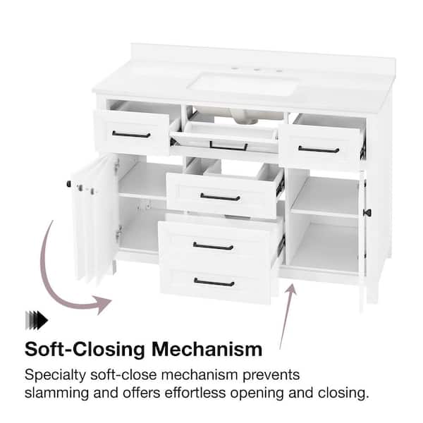 Wyndham Collection Berkeley 48-in White Bathroom Vanity Cabinet (Mirror Included)
