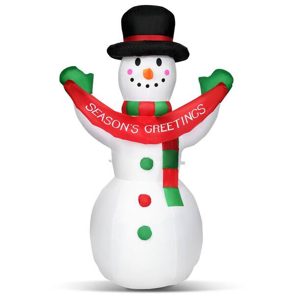 Costway 6 ft. Pre-lit LED Lights Christmas Snowman Christmas Inflatable with Strong Weather Resistance