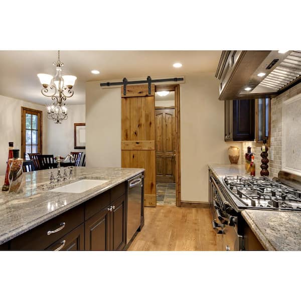 24 in. x 84 in. Rustic Unfinished 2 Panel Knotty Alder Sliding Barn Door Kit with Oil Rubbed Bronze Hardware Kit