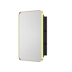 16 in. W x 24 in. H Rectangular Brass Gold Aluminum Alloy Framed Recessed/Surface Mount Medicine Cabinet with Mirror