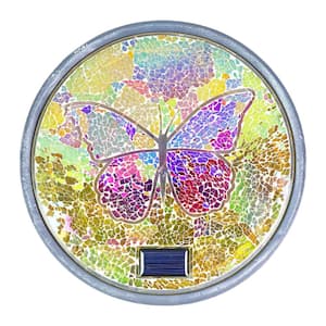 Solar Mosaic Butterfly 10.04 in. x 10.04 in. x 1.57 in. Butterfly Resin Step Stone