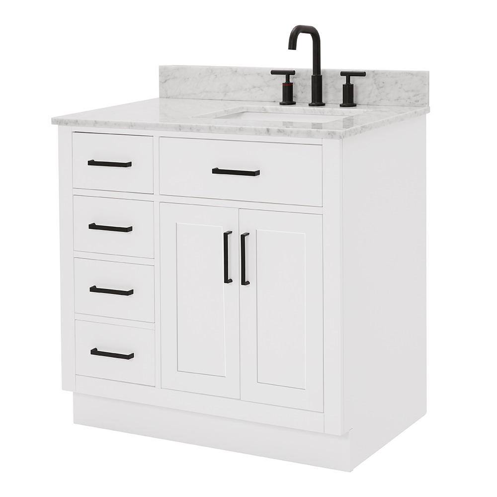 Ariel White 37" Single Basin Vanity with Marble Top