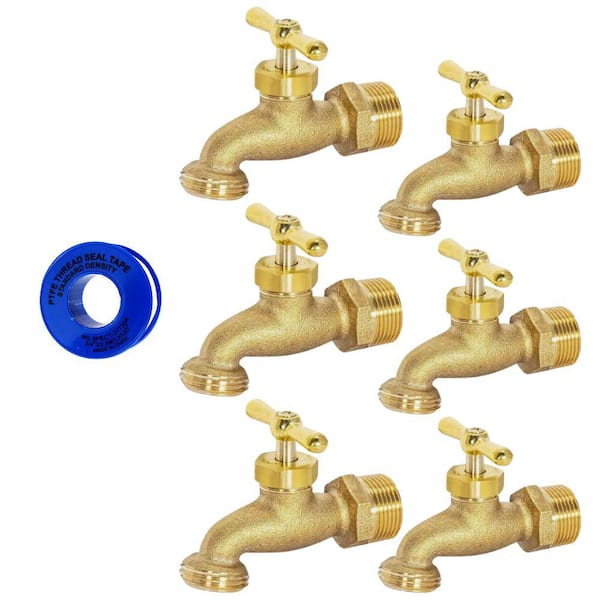 3/4 in. x 3/4 in Brass No Kink Quarter Turn Hose BIB 6-Pack