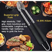 Golf-Club Style BBQ Grill Accessories Kit with Rubber Handle - Stainless Steel BBQ Tools in Bag for Camping (7-Piece)