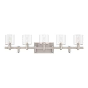 Decato 5.5 in. 5-Light Satin Nickel Vanity Light with Clear Glass Shade
