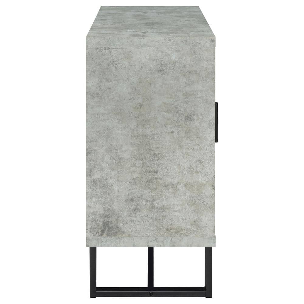 Gray and Weathered Oak 3-Drawer Accent Cabinet with Adjustable Shelving