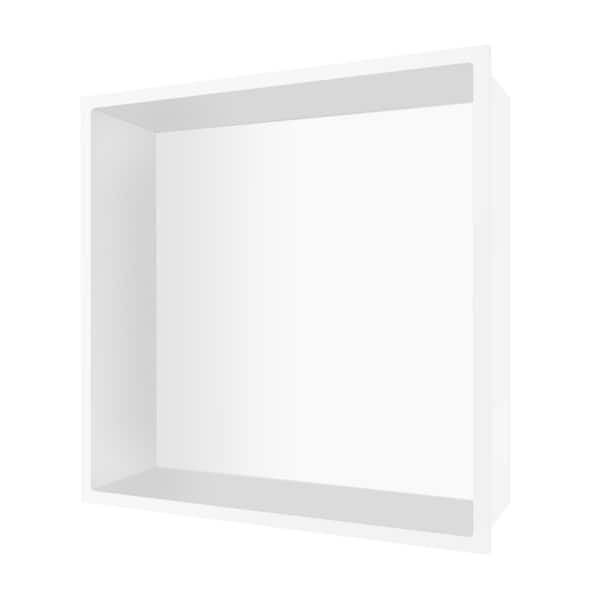 12 in. W x 12 in. H x 4 in. D Stainless Steel Bathroom Shower Niche Standard Single Nickel in White
