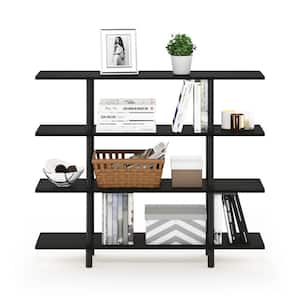 39.45 in. Espresso/Black Plastic 4-shelf Etagere Bookcase with Open Back
