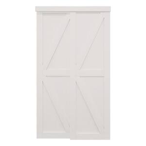 48 in. x 80 in. White MDF Double K Shape Sliding Door
