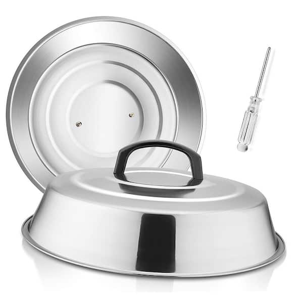 12 in. Cheese Melting Dome Set of 2, Round Basting Cover Metal Steam Cover, Stainless Steel Basting Cover