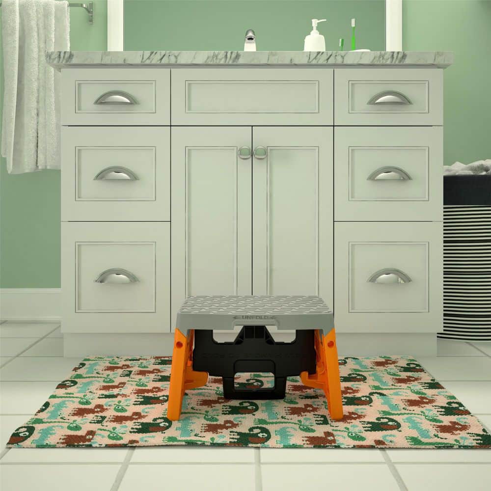 Orange and Gray Foldable Plastic Step Stool