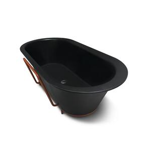 71 in. x 35 in. Stone Resin Freestanding Clawfoot Soaking Non-whirlpool Artificial Stone Solid Surface Bathtub in Black