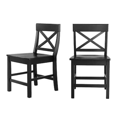 Solid Wood Black Dining Chairs Kitchen Dining Room Furniture The Home Depot