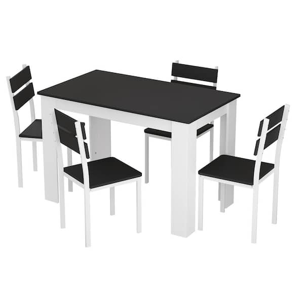 Modern Kitchen Dining Table Set, Black Wood Dining Room Chairs Set Of 4
