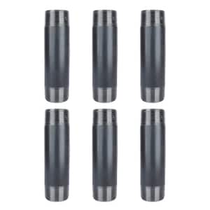 1-1/4 in. x 6 in. Industrial Steel Grey Plumbing Nipple in Black (6-Pack)