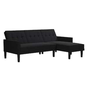 Harlow Dark Gray Linen Small Space Sectional Futon