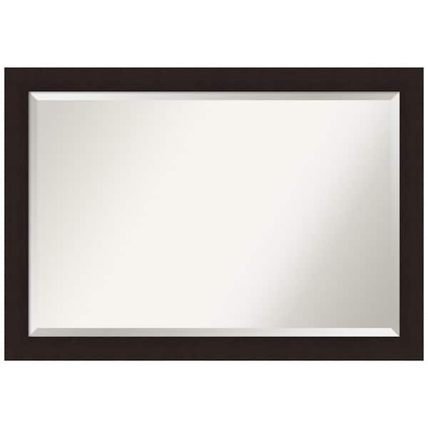 Amanti Art Carlisle 40 in. x 28 in. Rustic Rectangle Framed Espresso Bathroom Vanity Wall Mirror