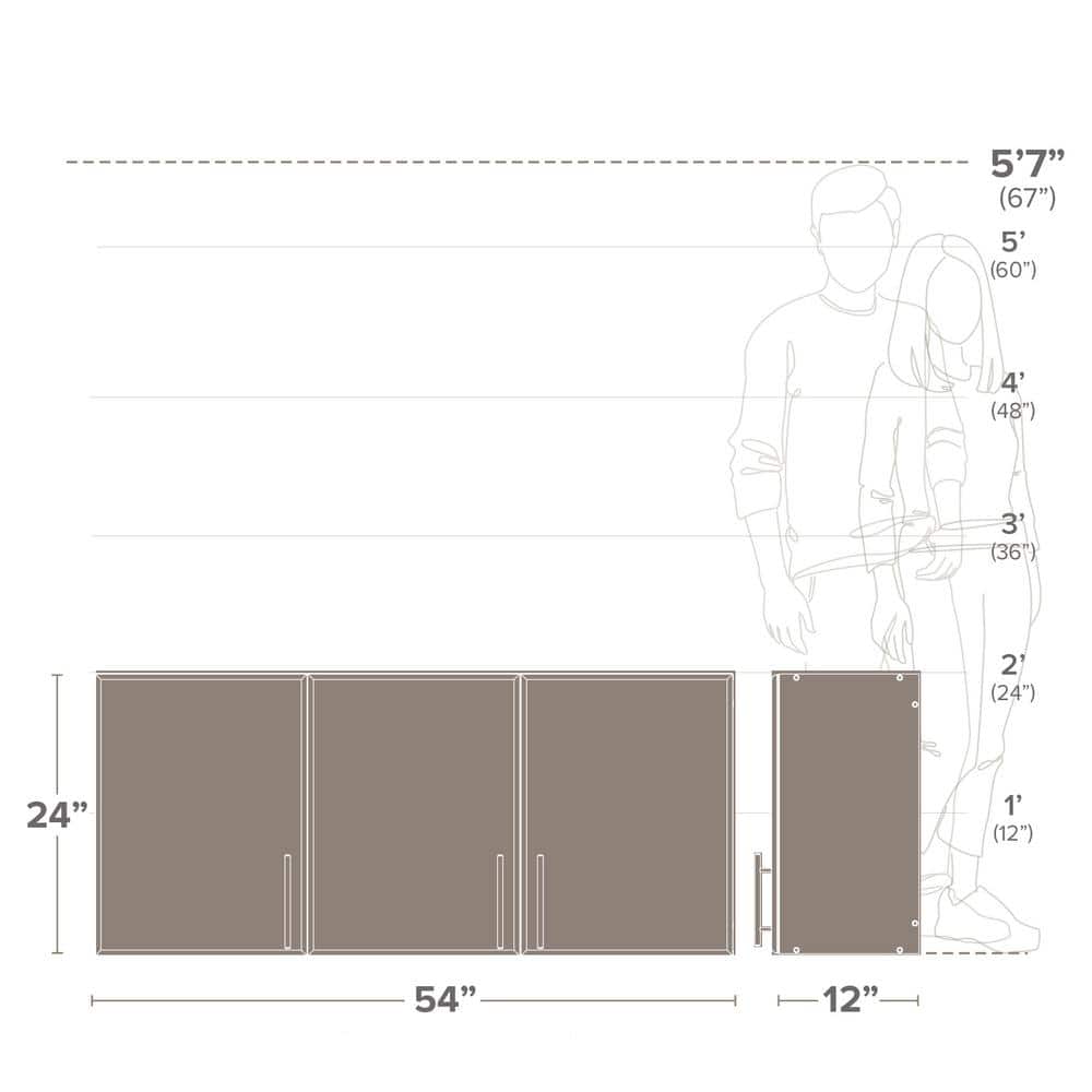 Elite 59'' White 3-Door Adjustable Shelf Bathroom Wall Cabinet