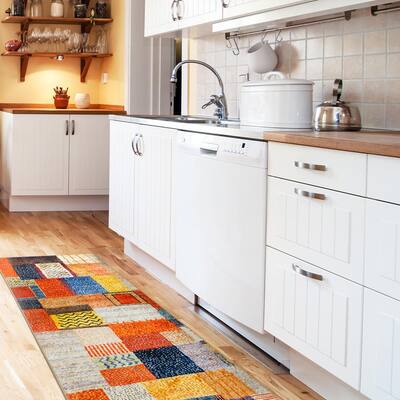 Patchwork Multicolor Patchwork Washable 2.5 ft. x 7 ft. Runner Rug