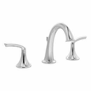 Minimalist 8 in. Widespread 2-Handle Bathroom Faucet with Drain Assembly in Polished Chrome