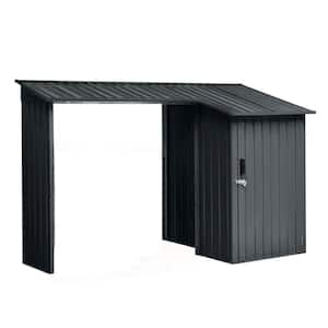 Outdoor Steel Two-in-One 3.35 ft. W x 8.86 ft. D Firewood Rack and Storage Shed with Durability (29.68 sq. ft. )