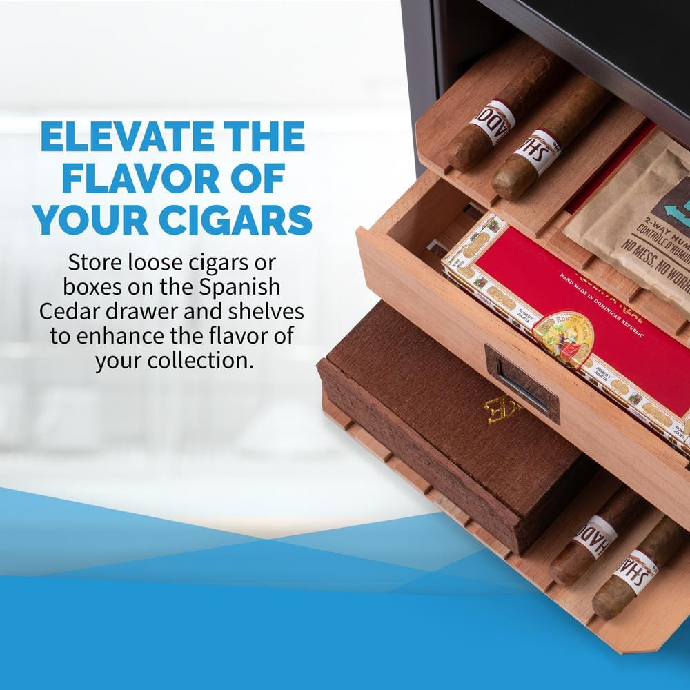 Stainless Steel Electric Cigar Humidor with Spanish Cedar Shelves