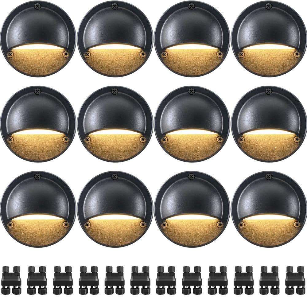 12-Packs 12-24-Volt Aluminum Low Voltage LED Deck Lights, Waterproof Landsc