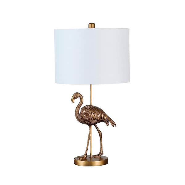 ORE International 26 in Matte Gold Flamingo Resin Table Lamp