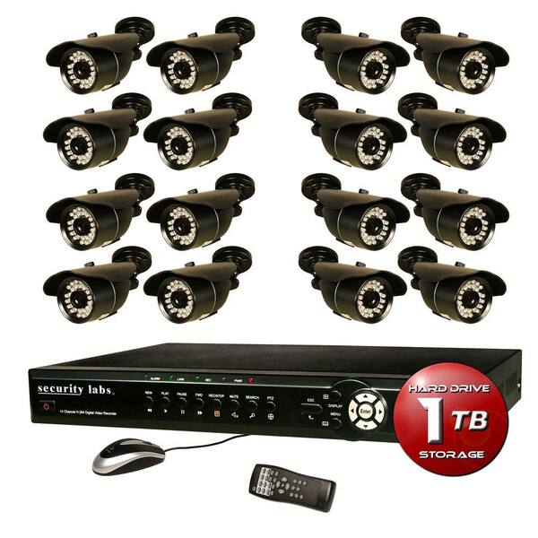 Security Labs 16-Channel Surveillance System with 1TB HDD and (16) 700TVL Camera