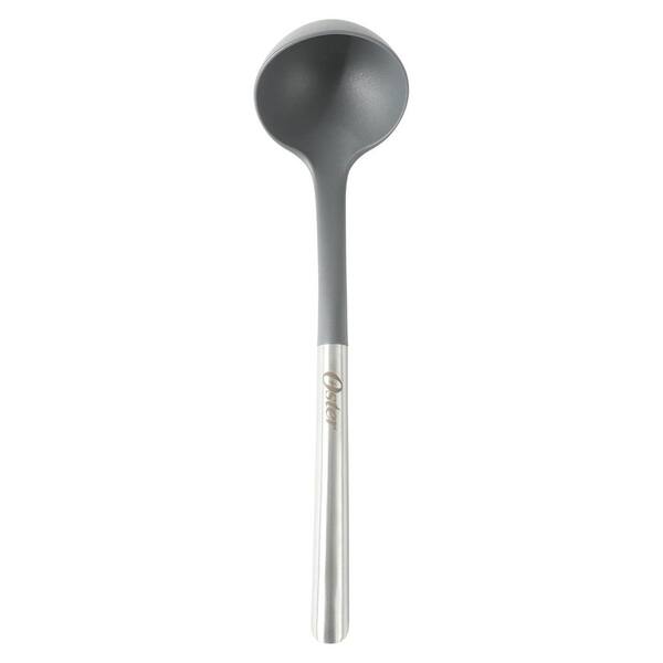 13 Inch Nylon Ladle With Stainless Steel Handle in Silver