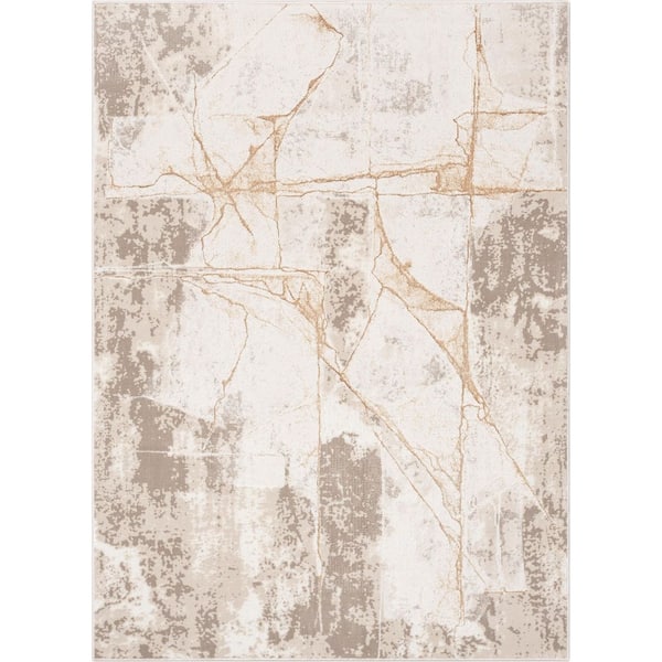 Well Woven Cairo Allegra Ivory 7 ft. 10 in. x 9 ft. 10 in. Modern Abstract Area Rug