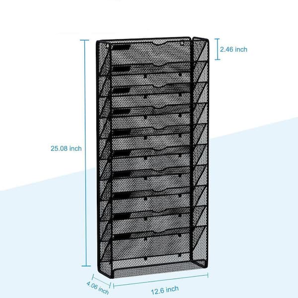 25 in. H x 12.6 in. W Black Metal Hanging Wall Mounted Magazine