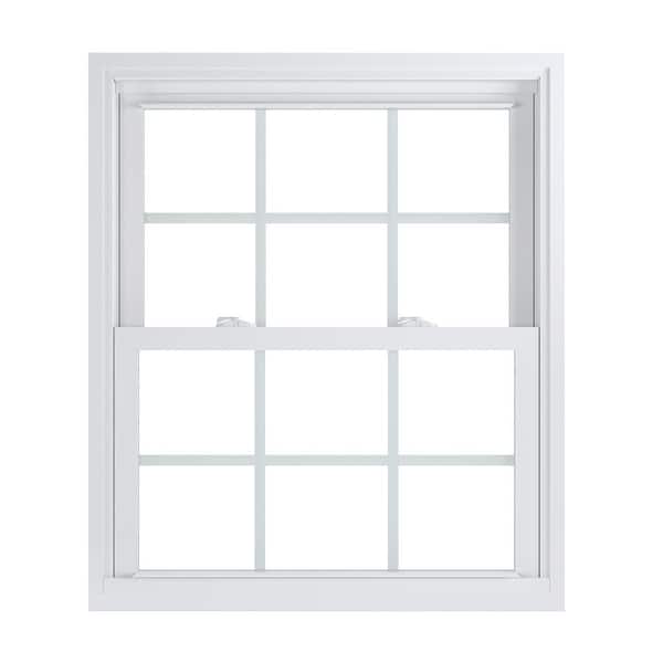 American Craftsman 31.75 in. x 37.25 in. 70 Pro Series Low-E Argon Glass Double Hung White Vinyl Replacement Window with Grids, Screen Incl
