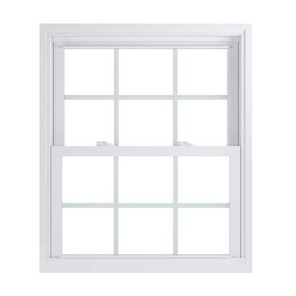 American Craftsman 31.75 in. x 37.25 in. 70 Pro Series Low-E Argon PS Glass Double Hung White Vinyl Repl Window with Grids, Screen Incl