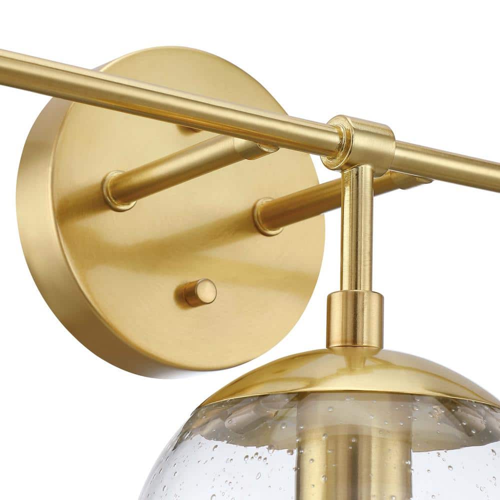 Gracelyn 24" Satin Gold 3-Light Vanity with Seedy Glass Globe Shades