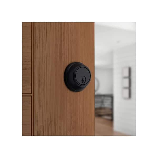 817 Series Matte Black Single Cylinder Round Deadbolt Featuring SmartKey Security