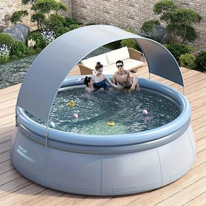 118.11 in. x 25.98 in. Round Outdoor Inflatable Pool Swimming Pool in Aqua Gray