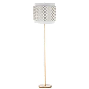Priscilla 61.5 in. Gold Floor Lamp with Gold Quadrefoil Shade