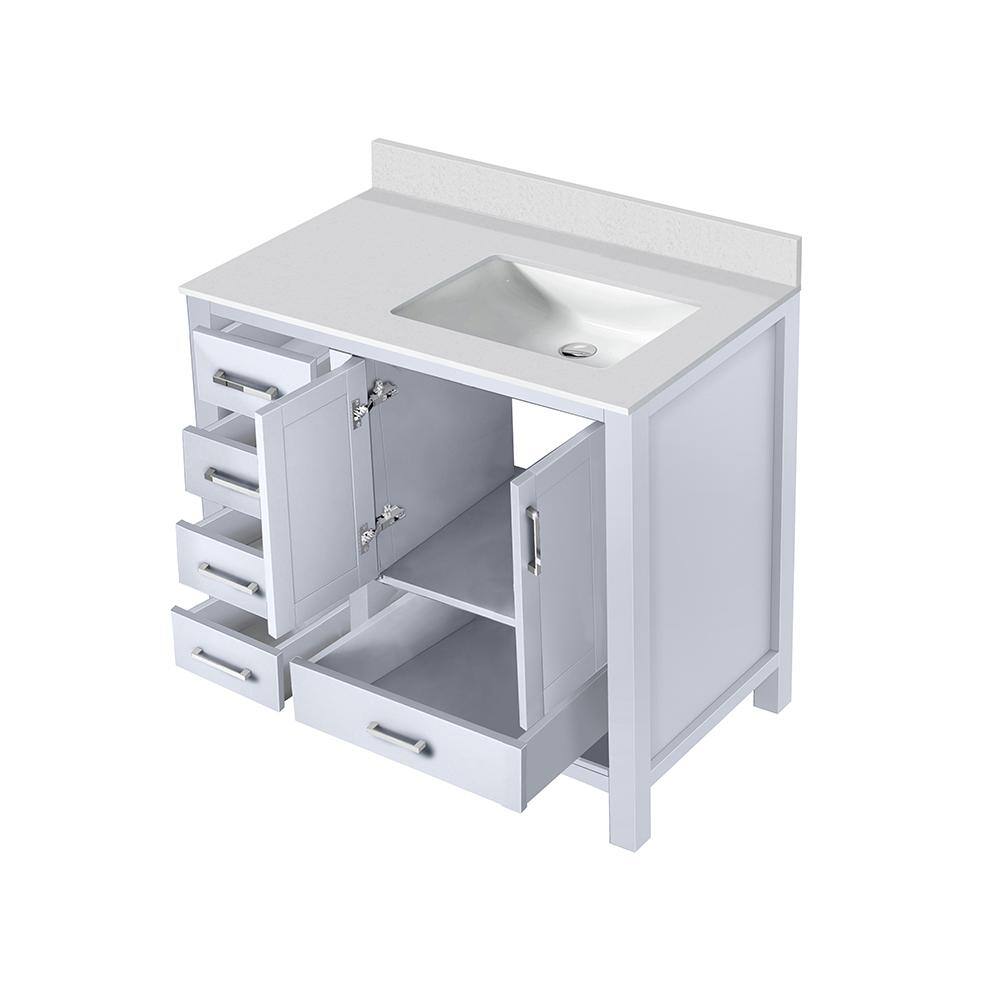 Jacques 36-inch White Quartz Top Single Sink Freestanding Vanity