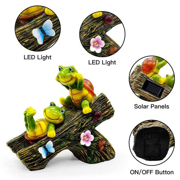 OGETFUUR Garden Turtle Figurines Outdoor Decorations, Solar Statue