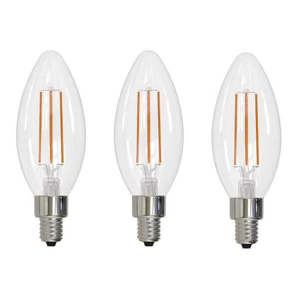 60-Watt Equivalent B11 Dimmable Clear E12 Blunt Tip Candle LED Light Bulb in 3000K Soft White (3-Pack)