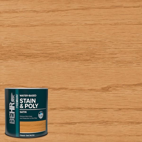 BEHR 1 qt. #TIS-356 Classic Oak Satin Semi-Transparent Water-Based Interior Stain and Poly in One