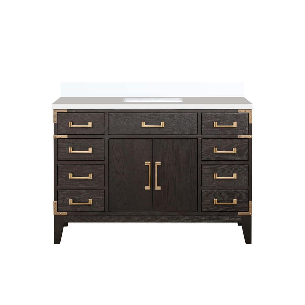 Fossa 48 in W x 22 in D Brown Oak Single Bath Vanity with Cultured Marble Top price history on PriceWatchPro